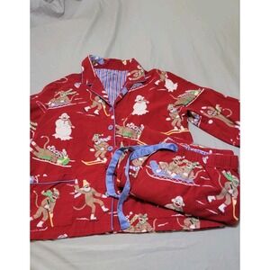 Nick & Nora Pajama Set Womens  XXL Sock Monkey Sleepwear Holiday Red